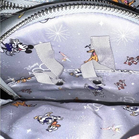 LOUNGEFLY DISNEY PARKS 100th ANNIVERSARY Backpack Bag Silver FAST SHIP 3085-1 main image 12